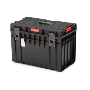 Szerszámosláda, Qbrick Patrol System One 450 Basic, 58,5 × 38,5 × 42 cm, fekete, 52 l, víz- és porálló, hermetikus, cserélhető rekeszekkel, 120 kg teherbírás
