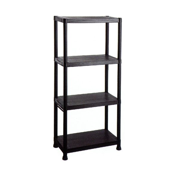 Strend Pro 4 polcos műanyag műhelypolc - fekete, 60x13x130cm
