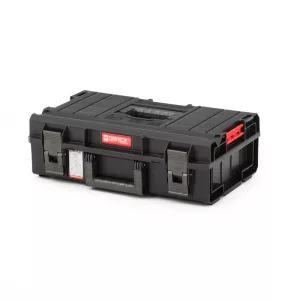 Szerszámosdoboz, Qbrick Patrol System One 200 Basic, 58,5 × 38,5 × 19 cm, fekete, 15,5 l, víz- és porálló, hermetikus zárás, cserélhető rekeszekkel, 120 kg teherbírás