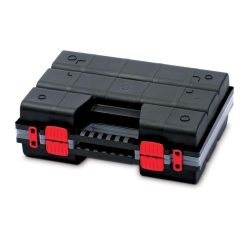   Rendszerező koffer, Prosperplast NOR16DUO, 39 x 29 x 13 cm, fekete,  2 db-os csomag, állítható rekeszek, átlátszó fedél, ergonomikus fogantyú, összekapcsolható