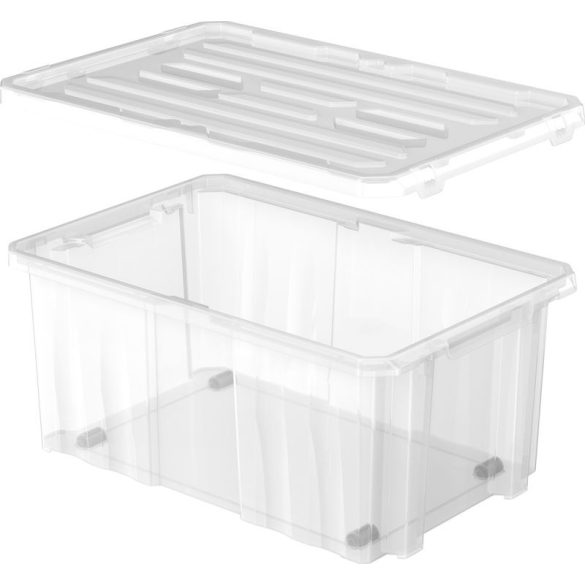 Rendszerező doboz, Prosperplast Cargo NCC24, 60 x 40 x 26 cm, átlátszó, műanyag, fedél nélküli, kerekes, könnyű