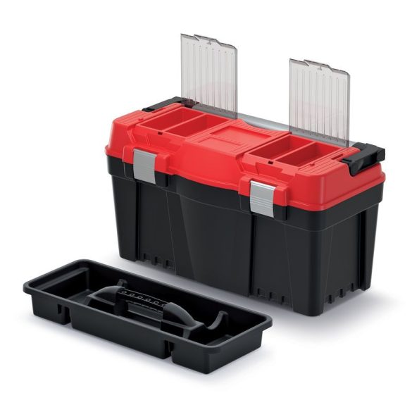 Szerszámosdoboz, Prosperplast Aptop Plus KAP6030, 59,8 × 28,6 × 32,7 cm, fekete, többfunkciós, hordozható, fogantyúval