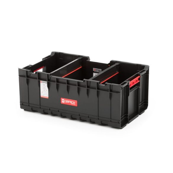 Szerszámosdoboz, Qbrick Patrol System One Box Plus, 53,5 × 29,5 × 22,2 cm, fekete, 35 l, nyitott kialakítás, moduláris