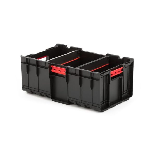 Szerszámosdoboz, Qbrick Patrol System One Box Plus, 53,5 × 29,5 × 22,2 cm, fekete, 35 l, nyitott kialakítás, moduláris