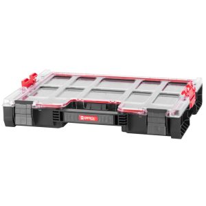 Rendszerező koffer, Qbrick Patrol System Pro Organizer 200, 45,2 × 35,8 × 7,9 cm, fekete, 6 l, habszivacs betéttel, tömített polikarbonát fedél, poliamid csatlakozók