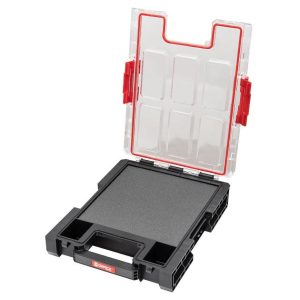 Rendszerező koffer, Qbrick Patrol System One Organizer M, 36,5 × 26,5 × 7,7 cm, fekete, habszivacs betéttel, víz- és porálló, Easy Access rendszer