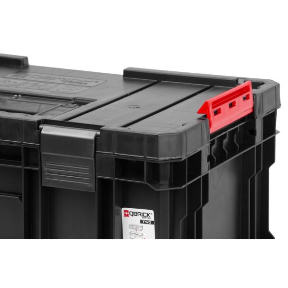 Tárolódoboz készlet, Qbrick Patrol System Two Toolbox Plus + 2 db System Two Organizer Multi készlet, fekete, 3,5 kg, fogantyús, átlátszó fedelű rendezőkkel