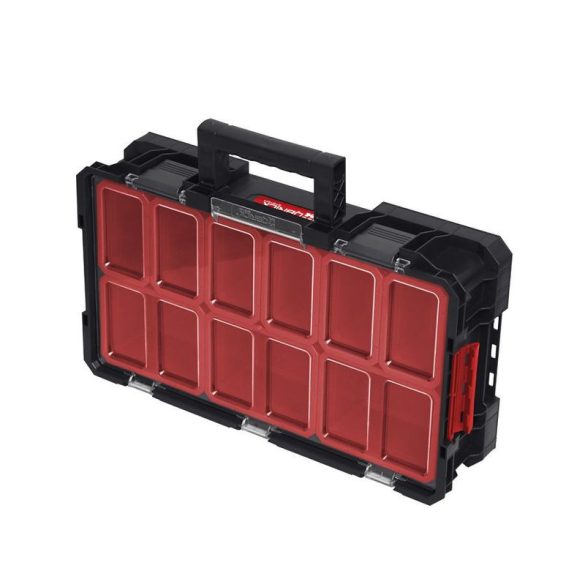 Rendszerező koffer, Qbrick Patrol System Two Organizer Plus, fekete, 9 rekesz, moduláris, polikarbonát fedél, poliamid reteszek, szilárd fogantyú