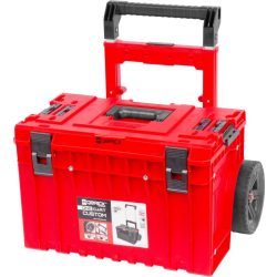   Szerszámosláda, Qbrick Patrol,System One Red Ultra HD Cart 2, piros, ütésálló, kerekes, teleszkópos alumínium fogantyú, Qbrick System Pro kompatibilis, moduláris
