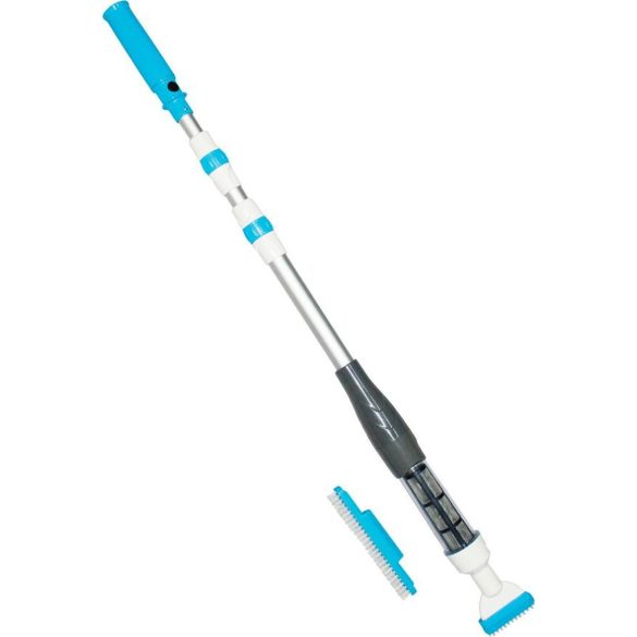 Akkumulátoros medenceporszívó, Strend Pro, 32 l/perc, 4000 mAh, 160 cm-ig állítható teleszkópos nyél, IPX7 vízálló, kefés fejjel, műanyag ház