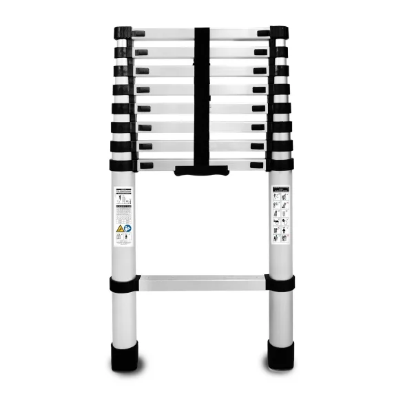 Teleszkópos létra, Strend Pro, 1 x 9 fokos, 260 cm, 125 kg teherbírás, alumínium, csúszásmentes lábakkal, automatikus reteszelés, hordozófogantyú