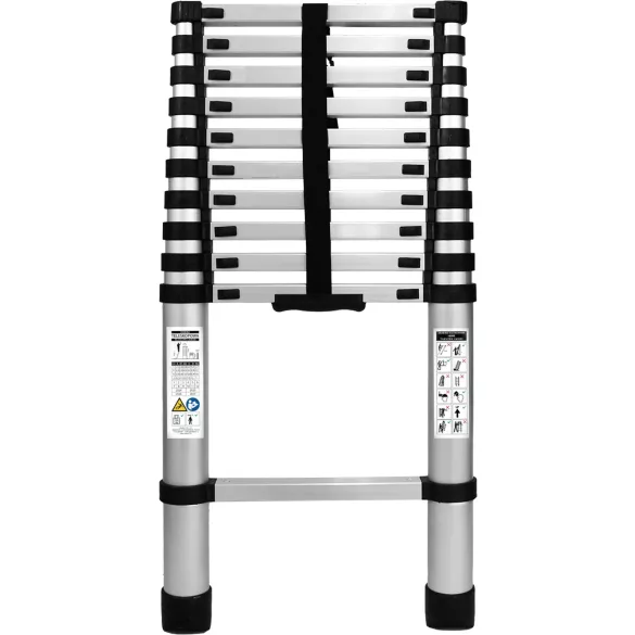 Teleszkópos létra, Strend Pro, 1 x 11 fokos, 320 cm, 125 kg teherbírás, alumínium, csúszásmentes lábakkal, automatikus reteszelés, hordozófogantyú