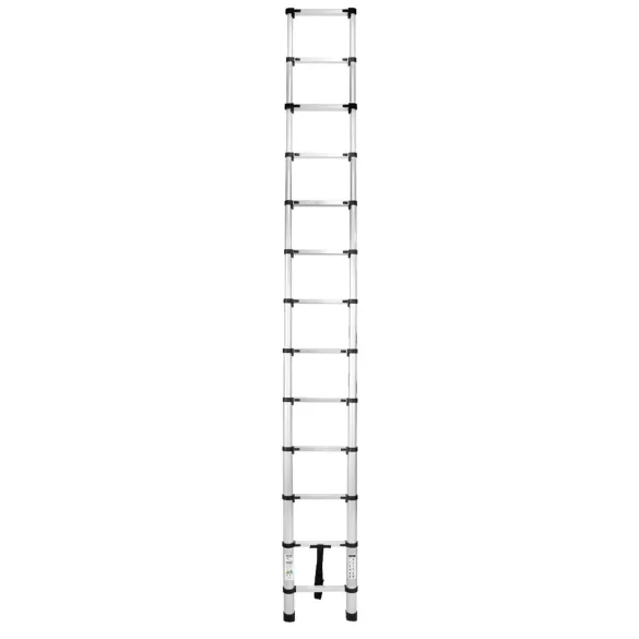 Teleszkópos létra, Strend Pro, 1 x 13 fokos, 380 cm, 125 kg teherbírás, alumínium, csúszásmentes lábakkal, automatikus reteszelés, hordozófogantyú