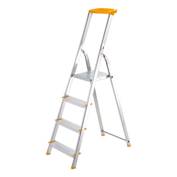 Festőlétra, ALVE Eurostyl 1944, 4 fokos, 76 cm, ezüst, alumínium, összecsukható, tárolópolcos