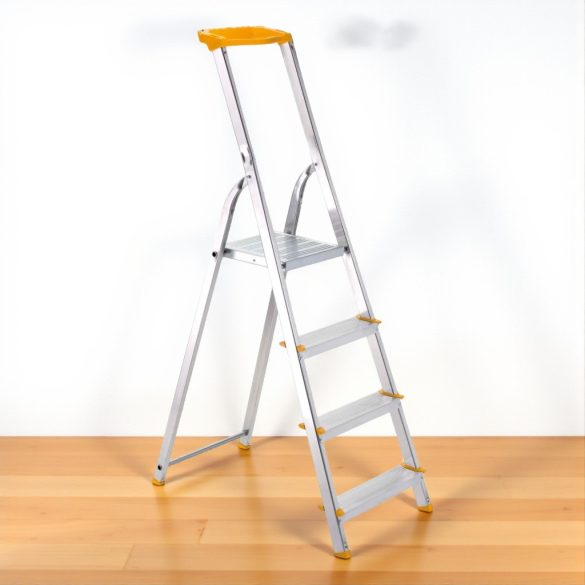 Festőlétra, ALVE Eurostyl 1944, 4 fokos, 76 cm, ezüst, alumínium, összecsukható, tárolópolcos