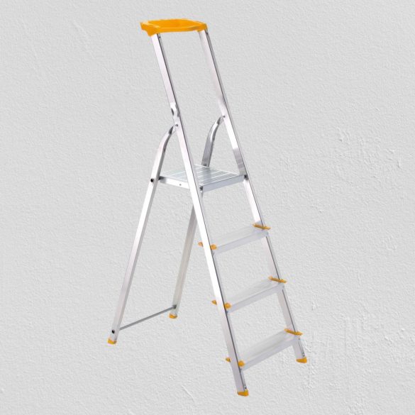 Festőlétra, ALVE Eurostyl 1944, 4 fokos, 76 cm, ezüst, alumínium, összecsukható, tárolópolcos