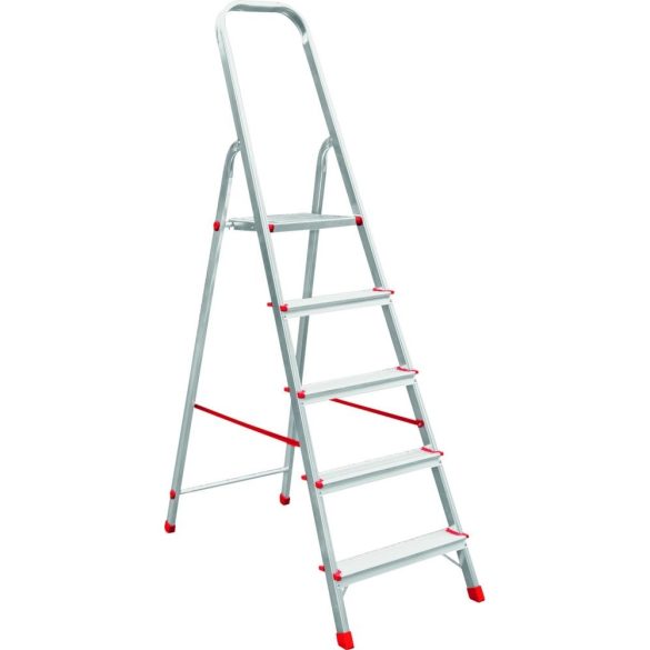 Festőlétra, ALVE Eurostyl 2915, 5 fokos, 98cm, ezüst, alumínium, összecsukható, egyoldalas