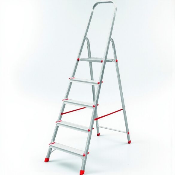 Festőlétra, ALVE Eurostyl 2915, 5 fokos, 98cm, ezüst, alumínium, összecsukható, egyoldalas