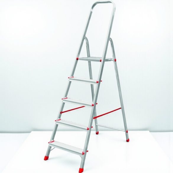 Festőlétra, ALVE Eurostyl 2915, 5 fokos, 98cm, ezüst, alumínium, összecsukható, egyoldalas