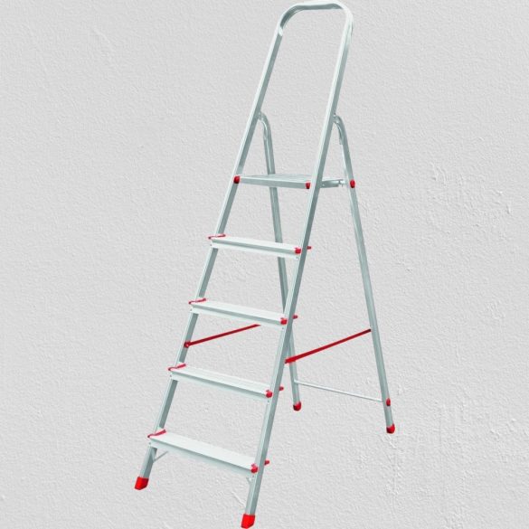 Festőlétra, ALVE Eurostyl 2915, 5 fokos, 98cm, ezüst, alumínium, összecsukható, egyoldalas