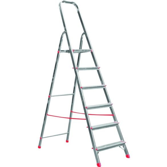 Festőlétra, ALVE Eurostyl 2915, 6 fokos, 119cm, ezüst, alumínium, összecsukható, egyoldalas