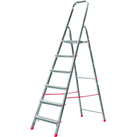 Festőlétra, ALVE Eurostyl 2915, 6 fokos, 119cm, ezüst, alumínium, összecsukható, egyoldalas