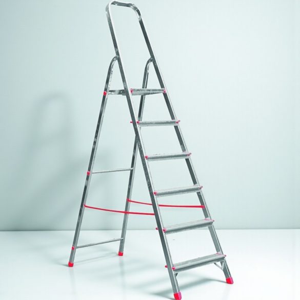 Festőlétra, ALVE Eurostyl 2915, 6 fokos, 119cm, ezüst, alumínium, összecsukható, egyoldalas