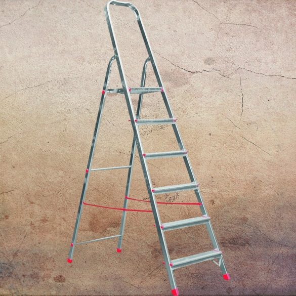 Festőlétra, ALVE Eurostyl 2915, 6 fokos, 119cm, ezüst, alumínium, összecsukható, egyoldalas