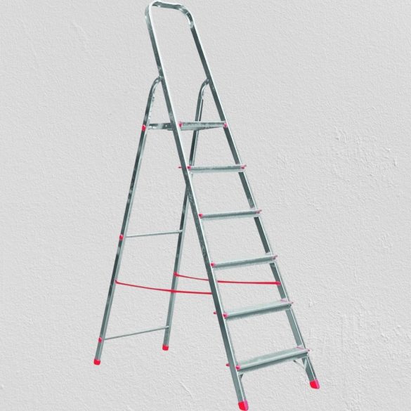 Festőlétra, ALVE Eurostyl 2915, 6 fokos, 119cm, ezüst, alumínium, összecsukható, egyoldalas