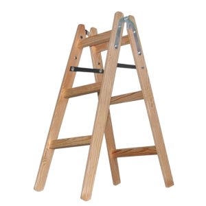 Kétrészes létra, Strend Pro Profi, 2 x 3 fokos, fa, 95 cm, 150 kg teherbírás, kétoldalas kivitel, háztartási és ipari használatra