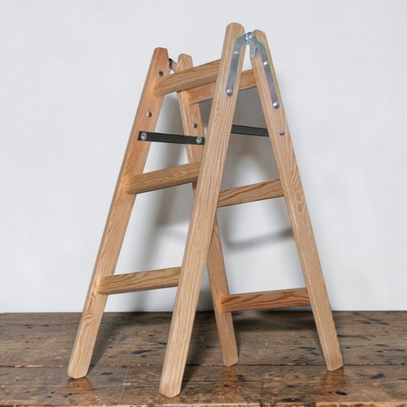 Kétrészes létra, Strend Pro Profi, 2 x 3 fokos, fa, 95 cm, 150 kg teherbírás, kétoldalas kivitel, háztartási és ipari használatra