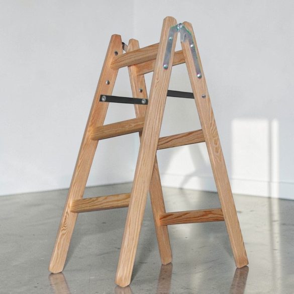 Kétrészes létra, Strend Pro Profi, 2 x 3 fokos, fa, 95 cm, 150 kg teherbírás, kétoldalas kivitel, háztartási és ipari használatra