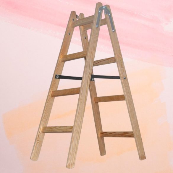 Kétrészes létra, Strend Pro Profi, 2 x 4 fokos, fa, 124 cm, 150 kg teherbírás, kétoldalas kivitel, háztartási és ipari használatra