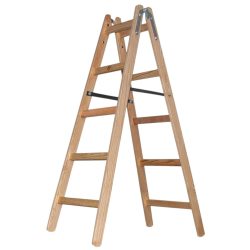   Kétrészes létra, Strend Pro Profi, 2 x 5 fokos, fa, 153 cm, 150 kg teherbírás, kétoldalas kivitel, háztartási és ipari használatra