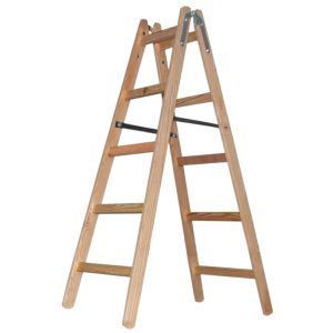 Kétrészes létra, Strend Pro Profi, 2 x 5 fokos, fa, 153 cm, 150 kg teherbírás, kétoldalas kivitel, háztartási és ipari használatra