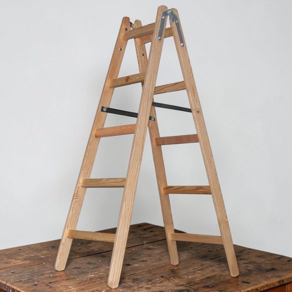 Kétrészes létra, Strend Pro Profi, 2 x 5 fokos, fa, 153 cm, 150 kg teherbírás, kétoldalas kivitel, háztartási és ipari használatra