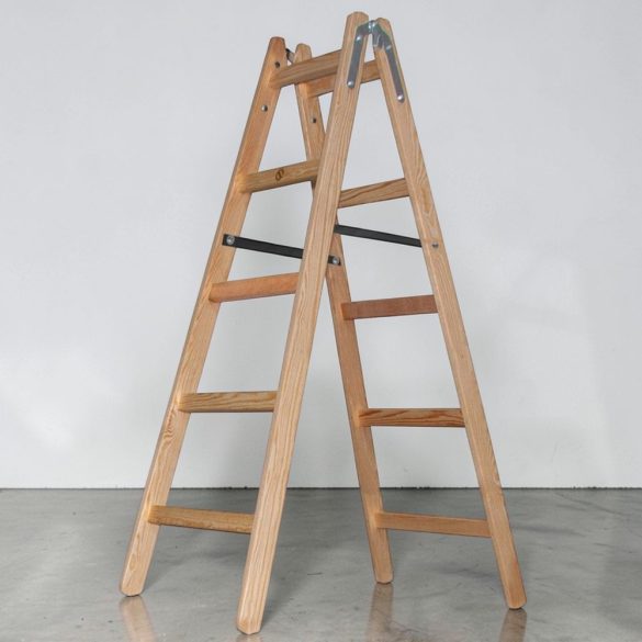 Kétrészes létra, Strend Pro Profi, 2 x 5 fokos, fa, 153 cm, 150 kg teherbírás, kétoldalas kivitel, háztartási és ipari használatra