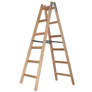 Kétrészes létra, Strend Pro Profi, 2 x 6 fokos, fa, 182 cm, 150 kg teherbírás, kétoldalas kivitel, háztartási és ipari használatra