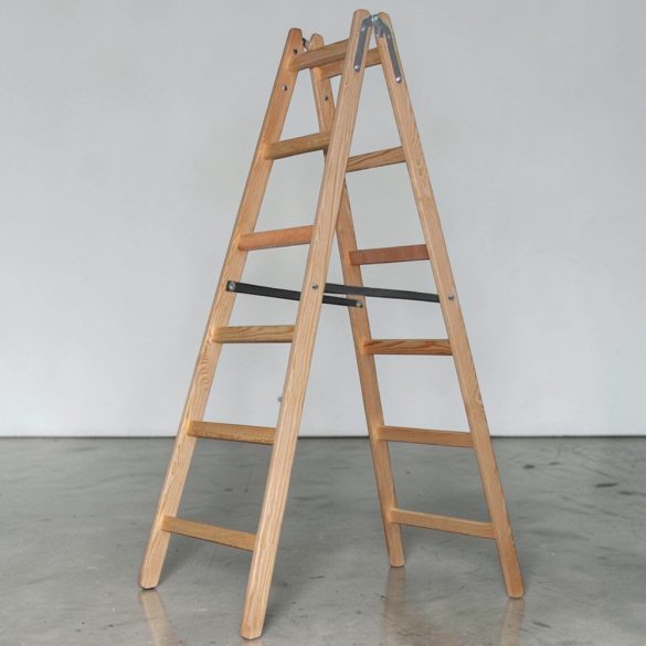 Kétrészes létra, Strend Pro Profi, 2 x 6 fokos, fa, 182 cm, 150 kg teherbírás, kétoldalas kivitel, háztartási és ipari használatra