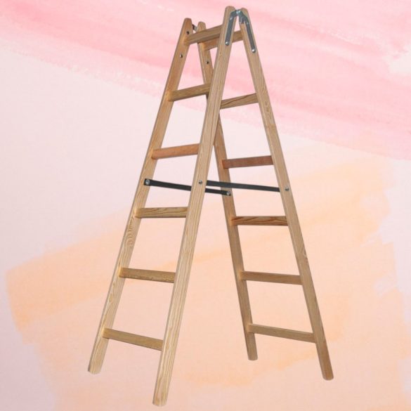 Kétrészes létra, Strend Pro Profi, 2 x 6 fokos, fa, 182 cm, 150 kg teherbírás, kétoldalas kivitel, háztartási és ipari használatra