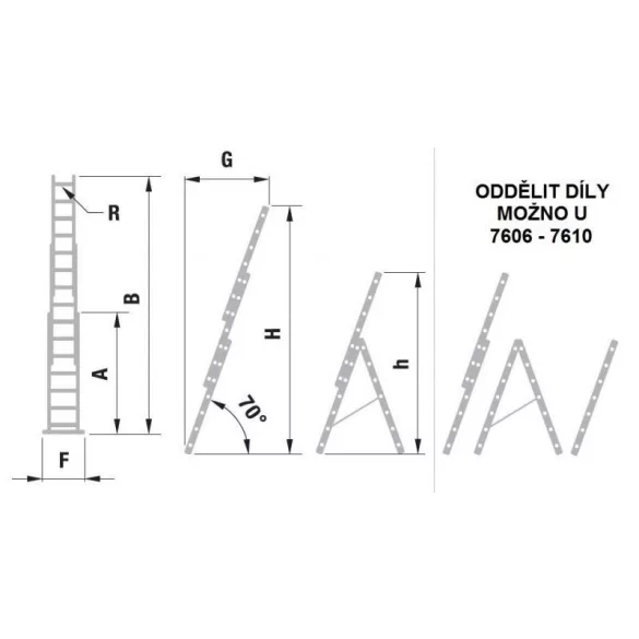 Multifunkciós létra, ALVE Eurostyl Profi 7611 A315 B711, 3 x 11 fokos, univerzális, tartós kivitel