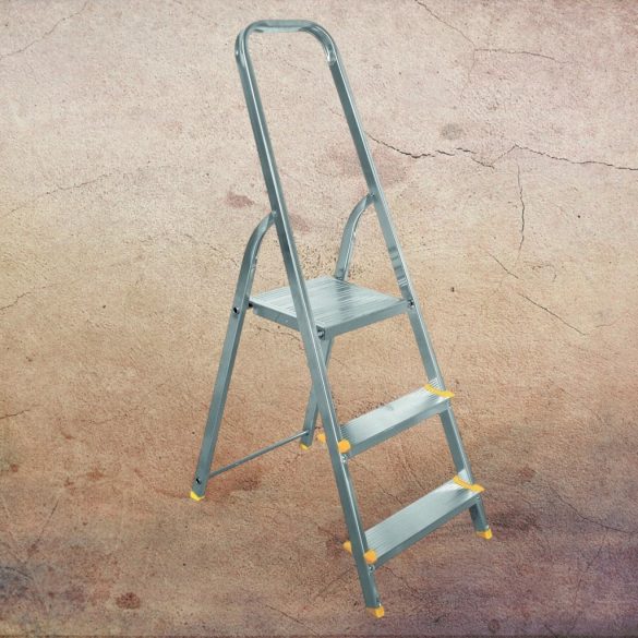 Festőlétra, ALVE Eurostyl 1913, 3 fokos, 55 cm, ezüst, alumínium, összecsukható, egyoldalas