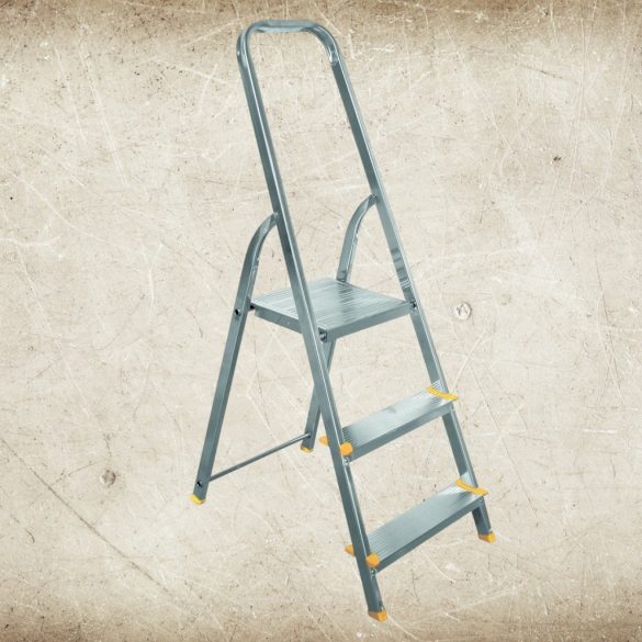 Festőlétra, ALVE Eurostyl 1913, 3 fokos, 55 cm, ezüst, alumínium, összecsukható, egyoldalas