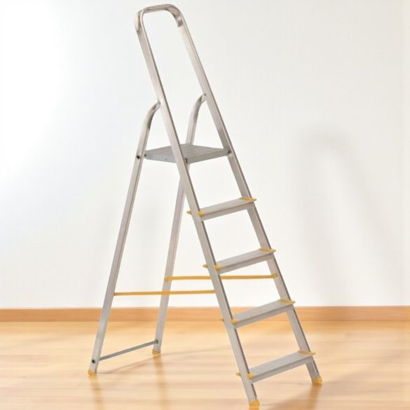 Festőlétra, ALVE Eurostyl 1915, 5 fokos, 98 cm, ezüst, alumínium, összecsukható, egyoldalas