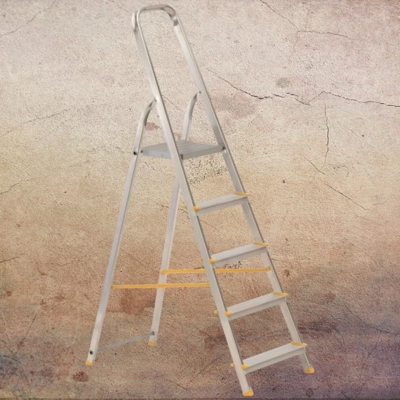 Festőlétra, ALVE Eurostyl 1915, 5 fokos, 98 cm, ezüst, alumínium, összecsukható, egyoldalas