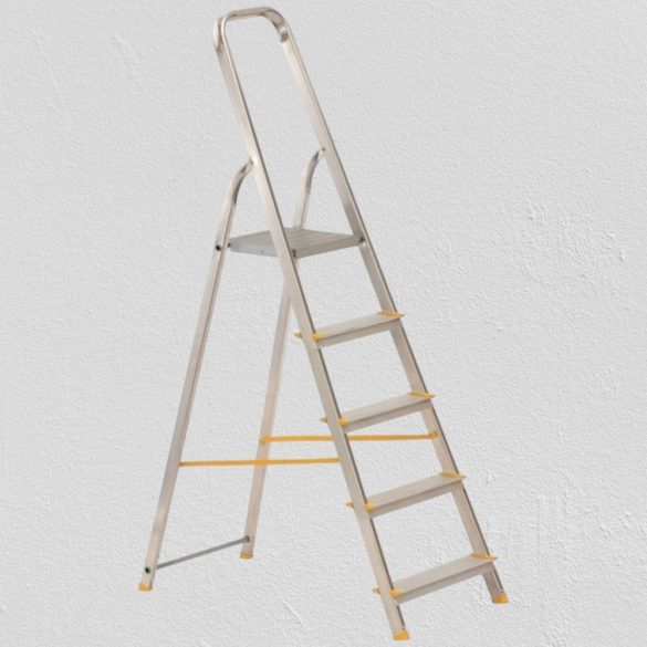 Festőlétra, ALVE Eurostyl 1915, 5 fokos, 98 cm, ezüst, alumínium, összecsukható, egyoldalas