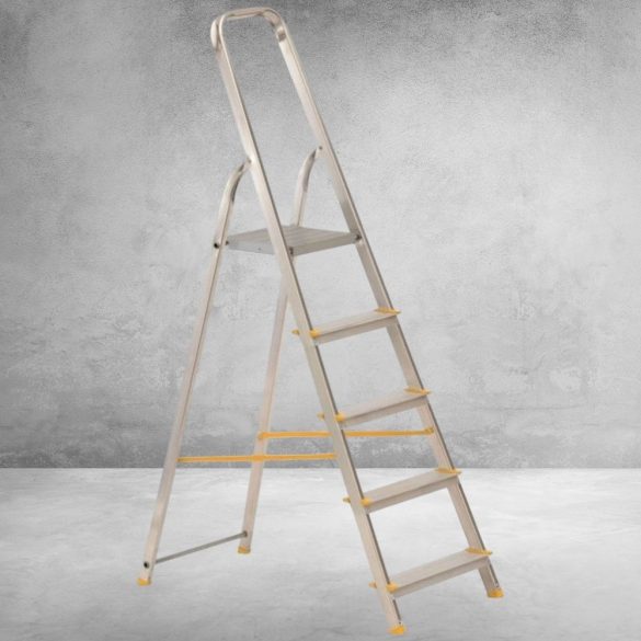 Festőlétra, ALVE Eurostyl 1915, 5 fokos, 98 cm, ezüst, alumínium, összecsukható, egyoldalas