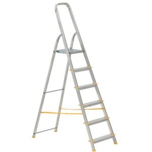 Festőlétra, ALVE Eurostyl 1916, 6 fokos, 119 cm, ezüst, alumínium, összecsukható, egyoldalas