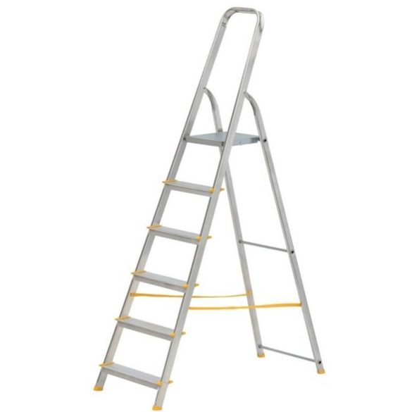 Festőlétra, ALVE Eurostyl 1916, 6 fokos, 119 cm, ezüst, alumínium, összecsukható, egyoldalas