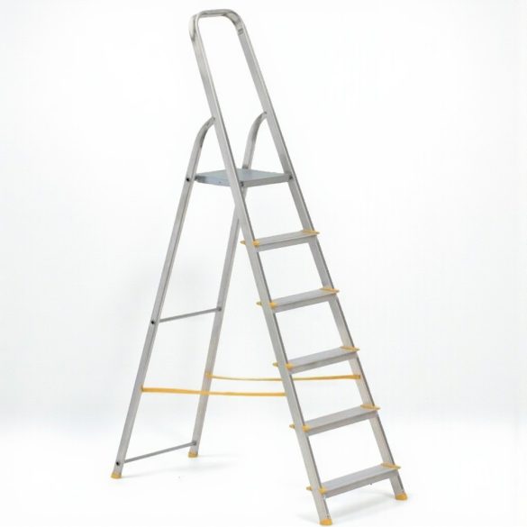 Festőlétra, ALVE Eurostyl 1916, 6 fokos, 119 cm, ezüst, alumínium, összecsukható, egyoldalas